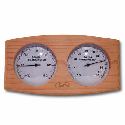 Saffro Sauna Thermometer and Hygrometer, Beautiful Sauna Accessories with Red Cedar for a Great Looking Sauna Room - Temperature and Humidity Indoor Measurement for Your Home Sauna