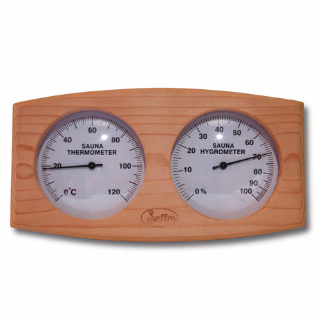 Saffro Sauna Thermometer and Hygrometer, Beautiful Sauna Accessories with Red Cedar for a Great Looking Sauna Room - Temperature and Humidity Indoor Measurement for Your Home Sauna Saffro
