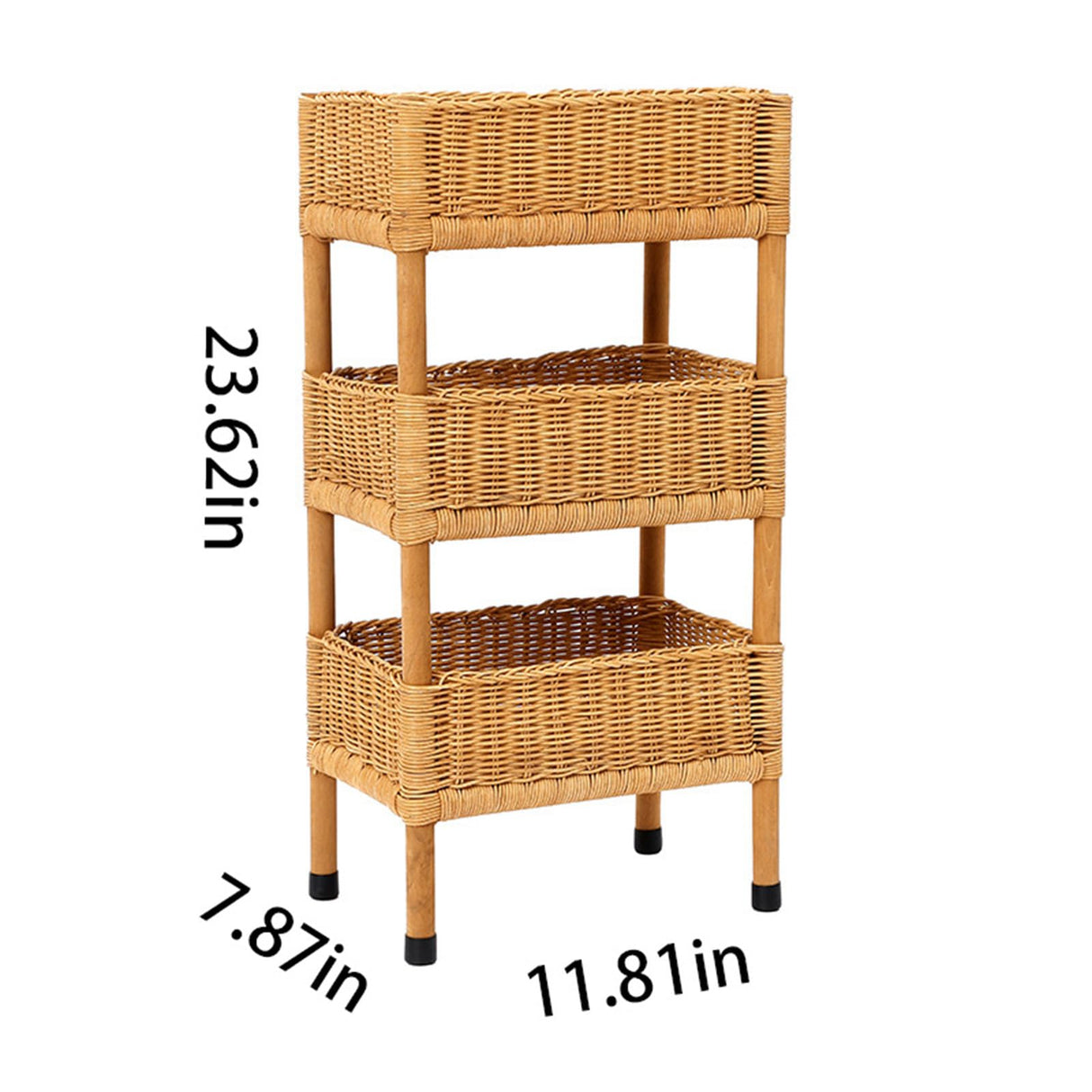 DJHK docor 3 Tier Wicker Basket Stand Storage Tower with Display Rack Standing Shelf Cabinet for Living Room, Bedroom, Kitchen, Bathroom DJHK docor