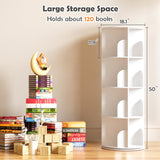upsimples Rotating Bookshelf, 360° Display Corner Shelf for Book, 4 Tier Floor Standing Spinning Bookcase, Narrow Storage Rack for Kids Room, Bedroom, Living Room, White upsimples