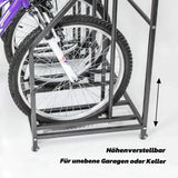 Kapler Bike Stand Rack - 4-Bicycle Floor Parking with Storage Basket & Anti-Slip Base for Garage Backyard Indoor & Outdoor Use - Fits Mountain Road & Hybrid Bikes Kapler