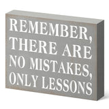 Barnyard Designs Wooden Box Sign Motivational Desk Decor, Inspirational Office Desk Decorations for Women Office Bathroom Shelf Décor (No Mistakes) Barnyard Designs