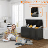 80 Gallon Resin Deck Box, Lockable Patio Outdoor Storage Box for Furniture, Garden Tools and Tools Storage, Waterproof Outside Storage Box - Black PatioZen