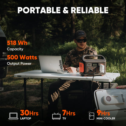 Jackery Portable Power Station Explorer 500, 518Wh Outdoor Solar Generator Mobile Lithium Battery Pack with 110V/500W AC Outlet for Home Use, Emergency Backup,Road Trip Camping (Solar Panel O - WoodArtSupply