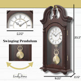 Pendulum Wall Clock Battery Operated - Wooden Hanging Grandfather Wall Clock with Pendulum, 23.5x9 inch - Quiet, Non-Chiming, with Real Wood for Living Room Decor, Office & Home Décor Gift Lovely Home Essentials