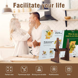 DEBETOOL Cookbook Stand for Kitchen - 8.8 inch Wooden Cookbook Holder for Kitchen Counter, Multifunctional Recipe Book Stand，Rustic Brown Recipe Book Holder Stand DEBETOOL