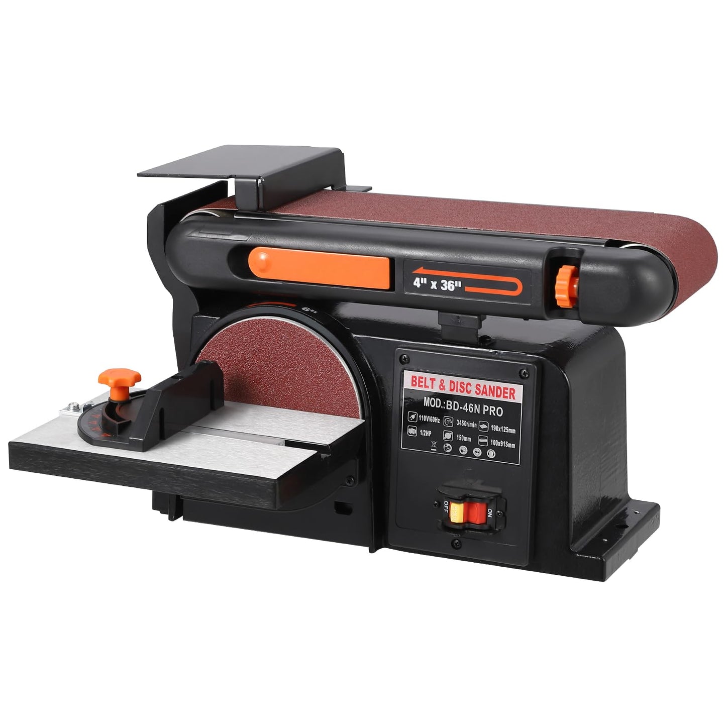 EliteEdge EliteEdge Benchtop Belt and Disc Sander - 1/2HP Motor, 4" x 36" Belt, 6" Disc, Sturdy Cast Iron Base, Powerful Woodworking Sander with Benchtop Mount - WoodArtSupply