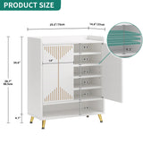 YITAHOME Shoe Cabinets,5-Tier White Shoe Storage Cabinet with Doors Modern Freestanding Wood Shoe Organizer Cabinet for Living Room Bedroom Hallway, Entryway, White&Gold YITAHOME
