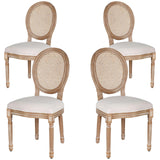 Polar Aurora Dining Chairs Set of 4 Beige Rattan Round Back with Solid Wood Legs and Frame for French Country Kitchen Dining Room Polar Aurora