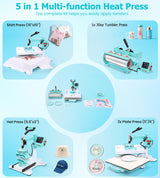 AKEYDIY Heat Press 15x15 inch 5 in 1 with 30OZ Tumbler Press, 360° Swivel Away Slide Out Digital Shirt Press Machine, Industrial Heat Transfer Machine Sublimation for T-Shirt AKEYDIY