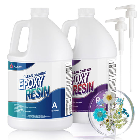 Joyartss Epoxy Resin 2 Gallon, Crystal Clear Epoxy Resin Kit with Pumps, No Yellowing No Bubble Epoxy Resin and Hardener for Casting, Art Craft, Molds, Jewelry, Flower, Table Top Joyartss