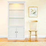 LUMISOL 78.75” Tall Bookcase with Doors, 5 Tier Large Bookshelf with Cabinet, Freestanding Display Cabinet with Glass Shelves for Home, Office, White LUMISOL