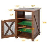 Livofloral Farmhouse Night Stands with Charging Station, End Tables with LED Lights, Bedside Table with Charger Station, Side Tables for Living Room with Storage & Barn Door, Rustic Brown End Table Livofloral