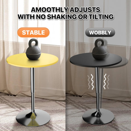 Magshion 23.5" Round Adjustable Height Bar Table, 27.5"-36" Range, 360° Swivel MDF Top Pub Table for Dining, Café, Cocktail, Yellow Magshion
