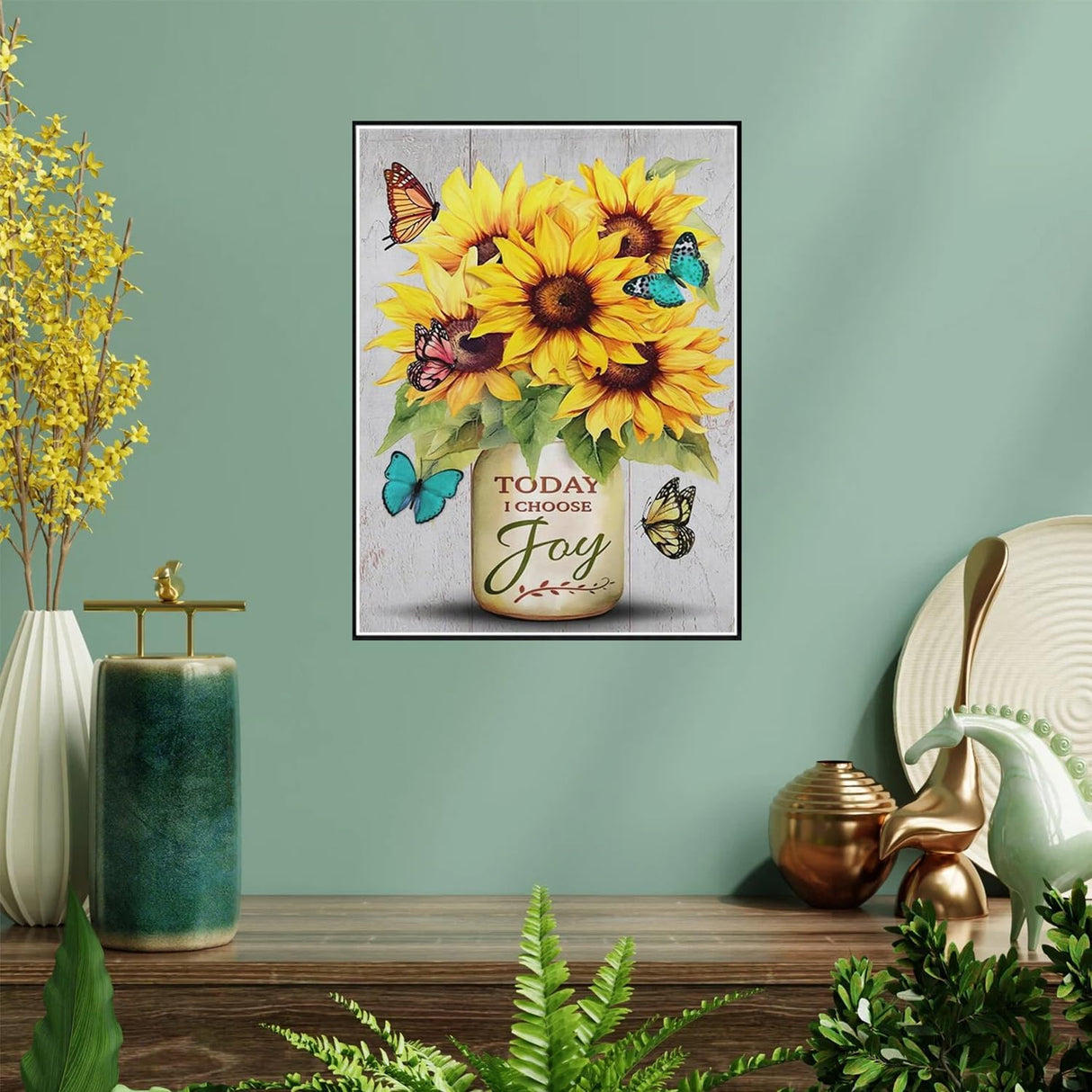 YQFCZDQ Sunflower Butterfly Diamond Art Kits for Adults,DIY Inspirational 5D Diamond Painting Kits Round Diamond Dots for Beginners,Full Drill Paint with Diamonds Pictures Gem Art Home Decor 12x16 in YQFCZDQ