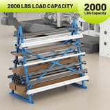 Hymula Horizontal Lumber Storage Rack, Heavy Duty 2000 LBS, 60” W x 66” H x 40” D, 7-Tier Metal Garage Shelf with Adjustable Arms for Wood, Pipes, and Building Materials Hymula