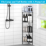HuggieGems 4 Tier Floor Standing Corner Shower Caddy Organizer Shelf with Hooks, Bathroom Shelves Stand Rack, Black HuggieGems