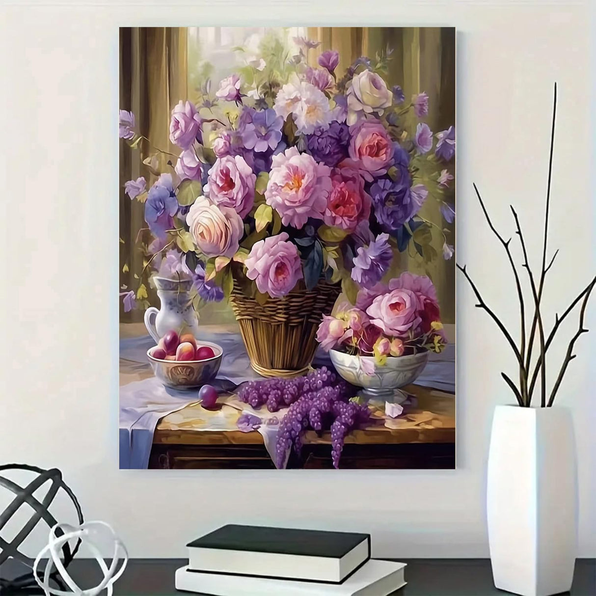 Diamond Art Painting Kits for Adults, Purple Rose 5D Diamond Painting Dots Art Kits for Adults Beginner, Simple DIY Full Round Gem Crystal Art Paint by Diamond, Home Wall Decor 12 x 16 in BYGFHLYW