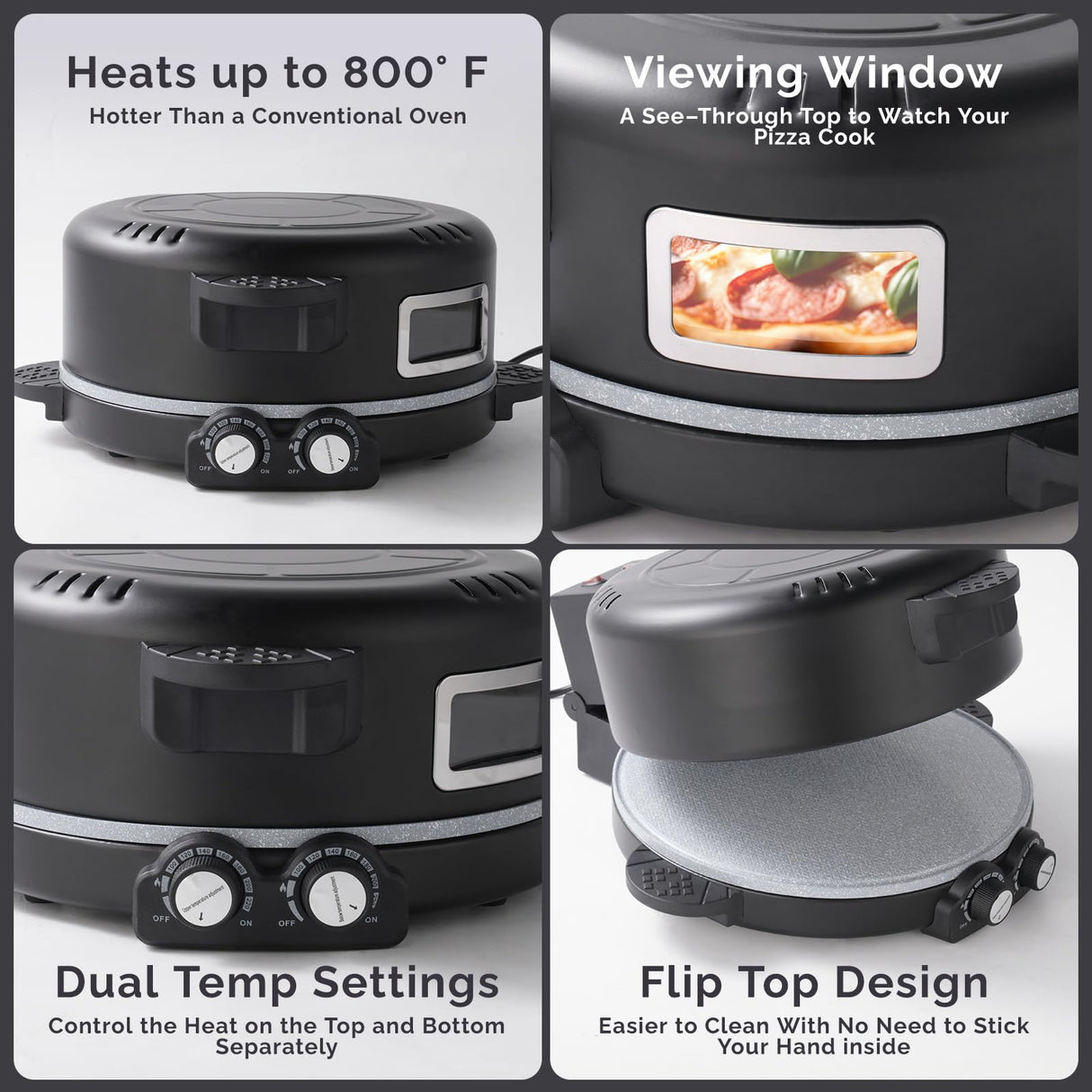 12" Electric Pizza Oven-Countertop Pizza Maker with Timer &Temperatures Control, Perfect for Pizzas/Pancake/Quesadillas/Cookies (black) HPPZITONG