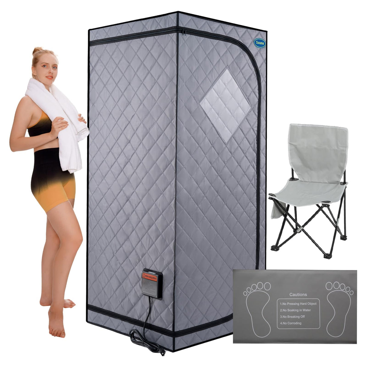 KUNSANA Full Size Portable Far Infrared Sauna Tent,Personal Home Sauna Spa with Heating Foot Pad and Portable Chair KUNSANA