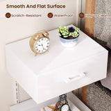 Asgolion Floating Nightstand with Drawer, Modern Wall Mounted Nightstand, Floating Bedside End Table with Adjustable Shelf, Floating Night Stand, for Bedroom, Small Spaces, Bathroom, White Asgolion