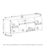 Furinno Jaya TV stand for up to 65 Inch TV, Gaming Enterteinment Center with LED Lights, Living Room Media Console Table, Americano Furinno