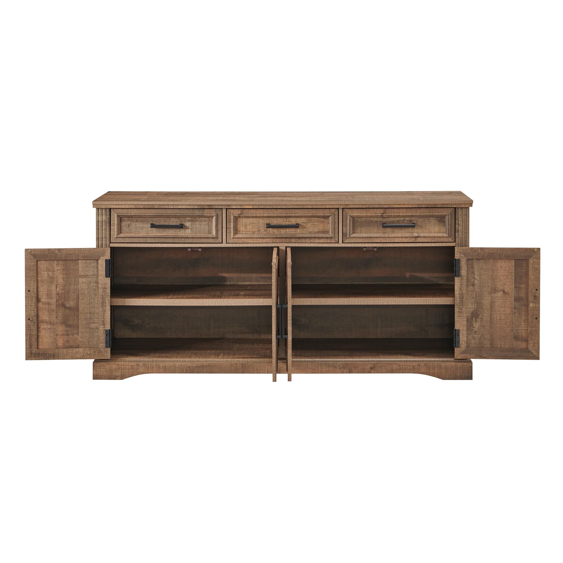 JXQTLINGMU 66" Large Buffet Sideboard Cabinet with 4 Doors and 3 Drawers, Buffet Table Coffee Bar Wine Bar Storage Cabinet for Dining Room, Living Room (Light Borwn) - WoodArtSupply