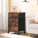 HOOBRO 3-Drawer Mobile File Cabinet, Vertical Filing Cabinet, Office Cabinet, Filing Cabinet for Home Office, Rolling Printer Stand, A4/Letter-Sized, Nonwovens Drawer, Rustic Brown BF30WJ01 HOOBRO