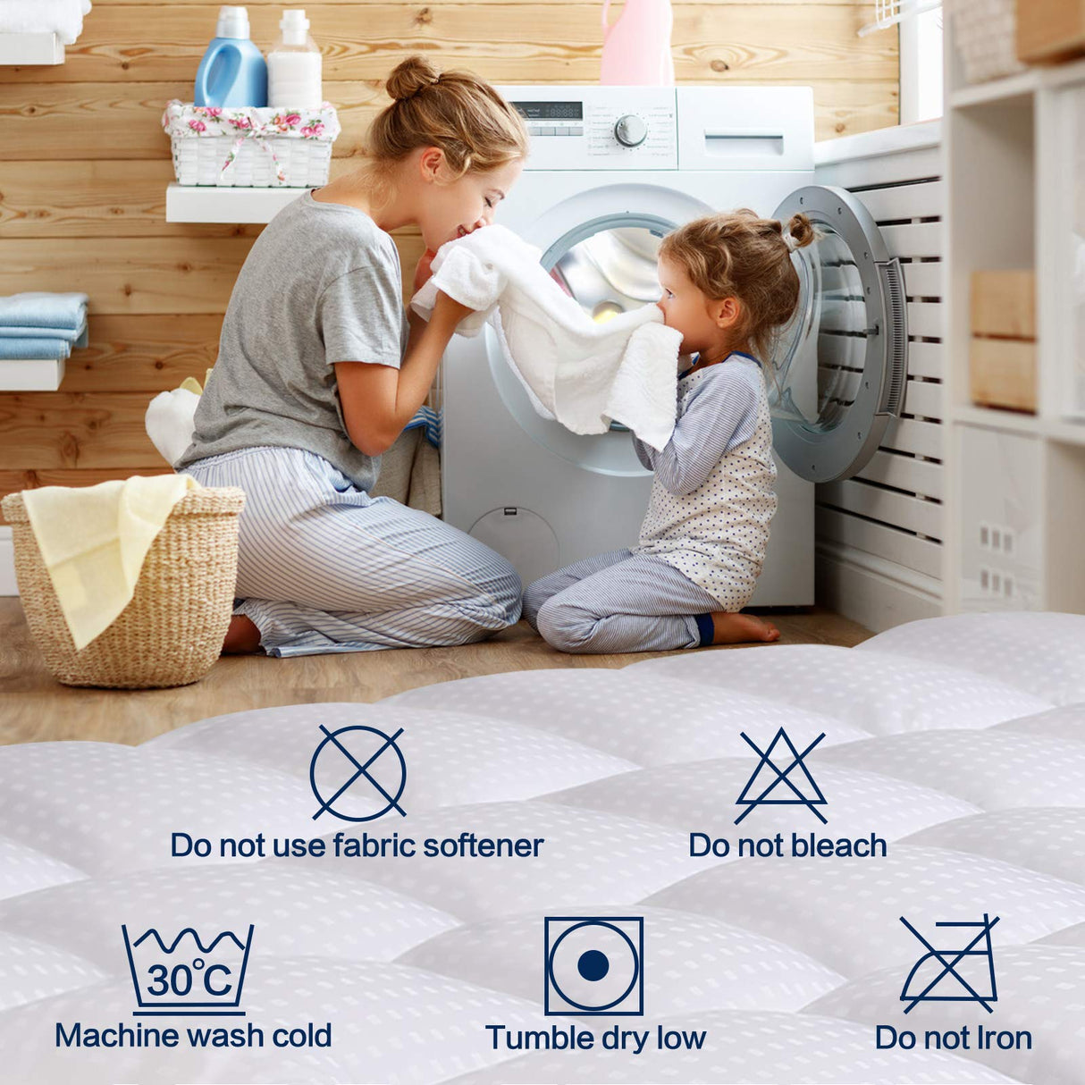 COHOME Queen Size Mattress Topper Extra Thick Cooling Mattress Pad 400TC Cotton Top Plush Down Alternative Fill Pillow Top Mattress Cover with 8-21 Inch Deep Pocket (60x80 Inches, White-Classic) COHOME