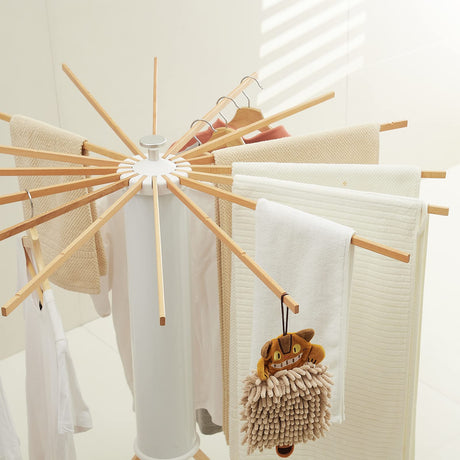 JOOM Tripod Clothes Drying Rack, Garment Rack Portable and Foldable Space Saving Laundry Drying Rack - Drying Rack Clothing Floor Folding Balcony Bedroom Household Wooden JOOM