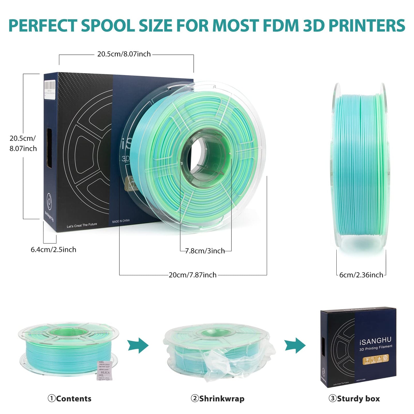 iSANGHU Gradient Translucent PETG 3D Printer Filament 1.75mm, Color Changing 3D Printing Filament with Light Transmission Feature, Good Layer Adhesion, Moisture Free, Semi-Transparent Blue/Gr - WoodArtSupply