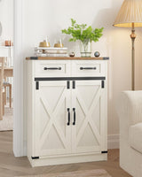 Bathroom Storage Cabinet, Freestanding Bathroom Floor Cabinet with Drawers & Doors, Farmhouse Buffet Cabinets with Adjustable Shelf, for Kitchen, Living Room, Entryway, White Brown SC62414X Hzuaneri