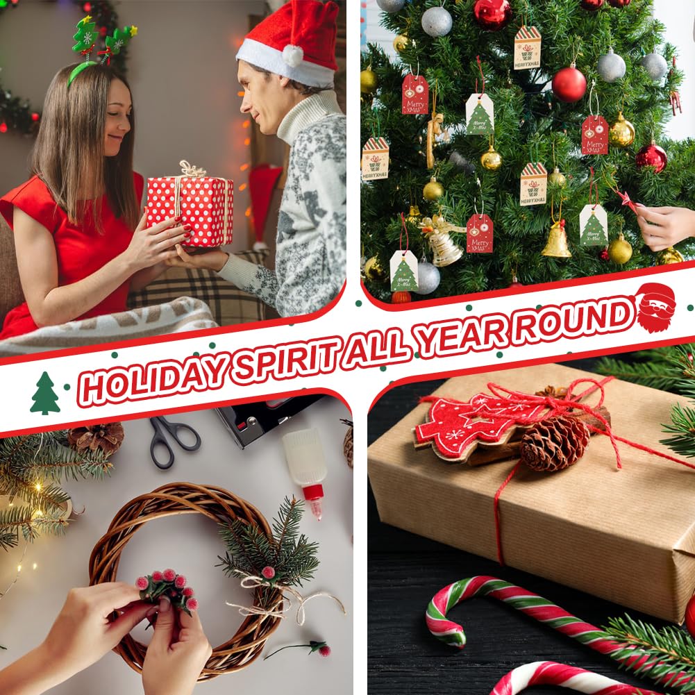 Vivifying Christmas Twine String, 328 Feet x 3 Rolls 2mm Red Green White Jute Twine for Gift Wrapping, Gardening, DIY Crafts, Packing Vivifying