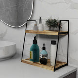 Dorhors 2 Tier Bathroom Counter Organizer Storage,Vanity Organizer for Bathroom Counter,Wood Standing Rack for Kitchen Dorhors