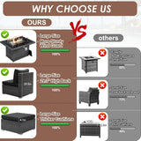 RADIATA PE Wicker Patio Furniture Set Sectional High Back Large Size Sofa Sets with Propane Fire Pit Table 55000 BTU Balcony Rattan Lounge Conversation Sets for Outdoor (11 Pieces,Dark Gray) RADIATA