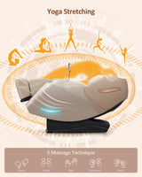 RELX 2025 Massage Chair Full Body, 15 Modes Zero Gravity SL-Track Shiatsu Massage Chair Built-in Heat System, Airbag Massage with Body Scan, Deep Yoga Stretch, Calfrest Extension and AI Control(Cream) RELX