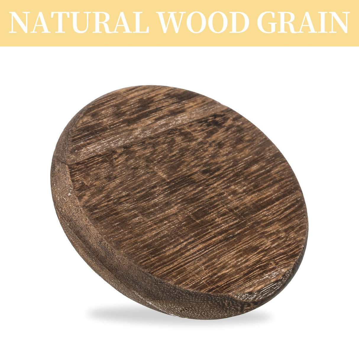 Romadedi Wood Candle Holder Farmhouse Decor - Pillar Candle Holders for Table Centerpiece Small Tray Riser Set of 2 Round Wooden Plate Pedestal Stand for Coffee Table Home Living Room, Brown Romadedi