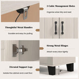 Giantex Buffet Cabinet Kitchen Storage Cupboard - 3 Door Sideboard with Adjustable Shelves, Cable Management Holes, Anti-Tipping Kits, Coffee Bar Console Cabinet for Living Room (Whitewash) Giantex