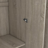 SOFTSEA 3 Door Armoire Wardrobe Closet, Freestanding Armoire Wardrobe Cabinet with Shelves and Hanging Rod, Wood Armoire Closet Clothes Organizer for Bedroom, Grey SOFTSEA