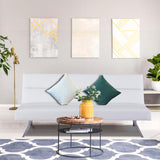 Naomi Home Faux Leather Futon Couch, Modern Convertible Folding Sofa Bed Couch Futon Sofa Bed with Chrome Legs, Reclining Mini Couch, Leather Futon Small Couch for Bedroom Living Room White Naomi Home