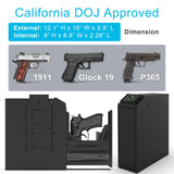 Biometric Gun Safe, Mounted Handgun Safe for Nightstand Bed Side Hidden Gun Storage in Wall Quick Access Bedside Slider Pistols Safes for Handguns with Fingerprint, Keypad, Pistol JNOSFL