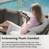 UDPATIO 6 Piece Patio Furniture Set, Faux Wood Metal Outdoor Sectional Sofa with 6" Thick Olefin Cushions, Wide Armrest & Coffee Table, L Shaped Outdoor Furniture for Garden, Backyard Dark Grey UDPATIO