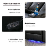 Merax Electric Power Lift Recliner Chair with USB Charging Port & Cell Phone Stand & Arm Storage & 2 Cup Holders & 360°Swivel Tray Table, Elderly Lazy Boy Leather Sofa Seating for Home Theater, Black Merax