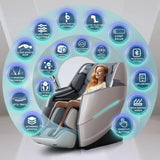 HealthRelife 4D Massage Chair Full Body Zero Gravity Recliner - 55“ SL-Track,20 Auto Modes,11 Massage Technique,40 Airbags Massage,with Yoga Stretch,APP Control,Negative Oxygen lons（Grey） HealthRelife