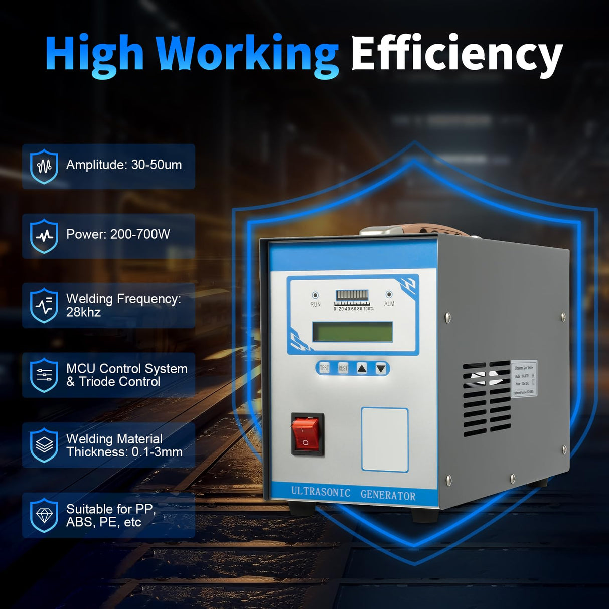 Ultrasonic Plastic Spot Welder, 110V Portable Plastic Welding Machine Portable Aluminum Cutter Welder Combo, 28KHz High-Frequency Handheld Industrial Ultrasonic Spot Welding Machine for ABS/PP/PE Beuioslyr