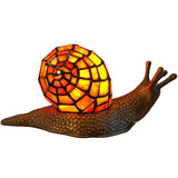Bieye L10963 Land Snail Tiffany Style Stained Glass Accent Table Lamp for Home Decor (Orange, 10" D x 5" W x 5" H) Bieye