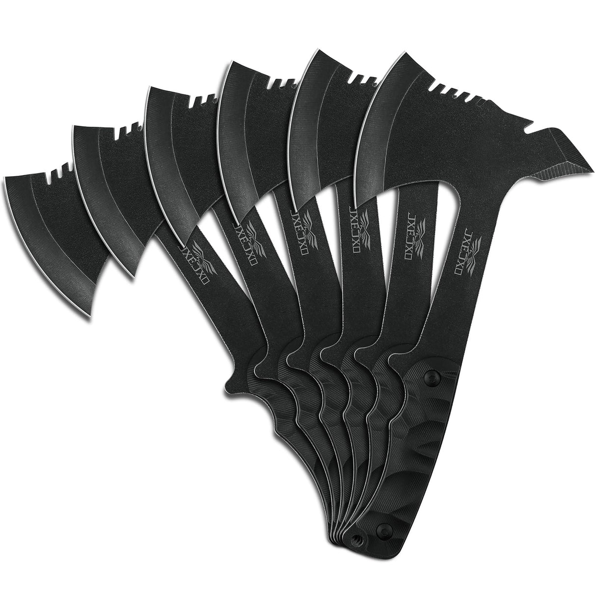 JXE JXO Throwing Axe Sets, Overall 10.2in 6Pack Throwing Tomahawk, Full Tang 420HC Stainless Steel, Design for Hawks Throwing Recreation and Competition JXE JXO