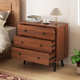 GOFLAME 4 Drawer Dresser for Bedroom, Modern Chest of Drawers, Wood Storage Dresser Organizer for Closet, Living Room, Hallway, Entryway, Walnut GOFLAME
