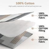 DUOHONG Quilts King Size, King Quilt Bedding Set Bedspread, 100% Cotton Patchwork Quilt for King Bed, 3 Pieces Plaid Farmhouse Reversible Lightweight Comforter Bed Spread, Grey/Tan/Black DUOHONG