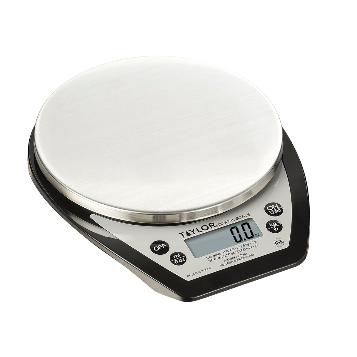 Taylor 1020NFS Compact Digital Scale, Multi-Functional Food Scale for Precise Weight Measuring and Portion Control, Tare Function, NSF, Stainless Steel Platform Taylor